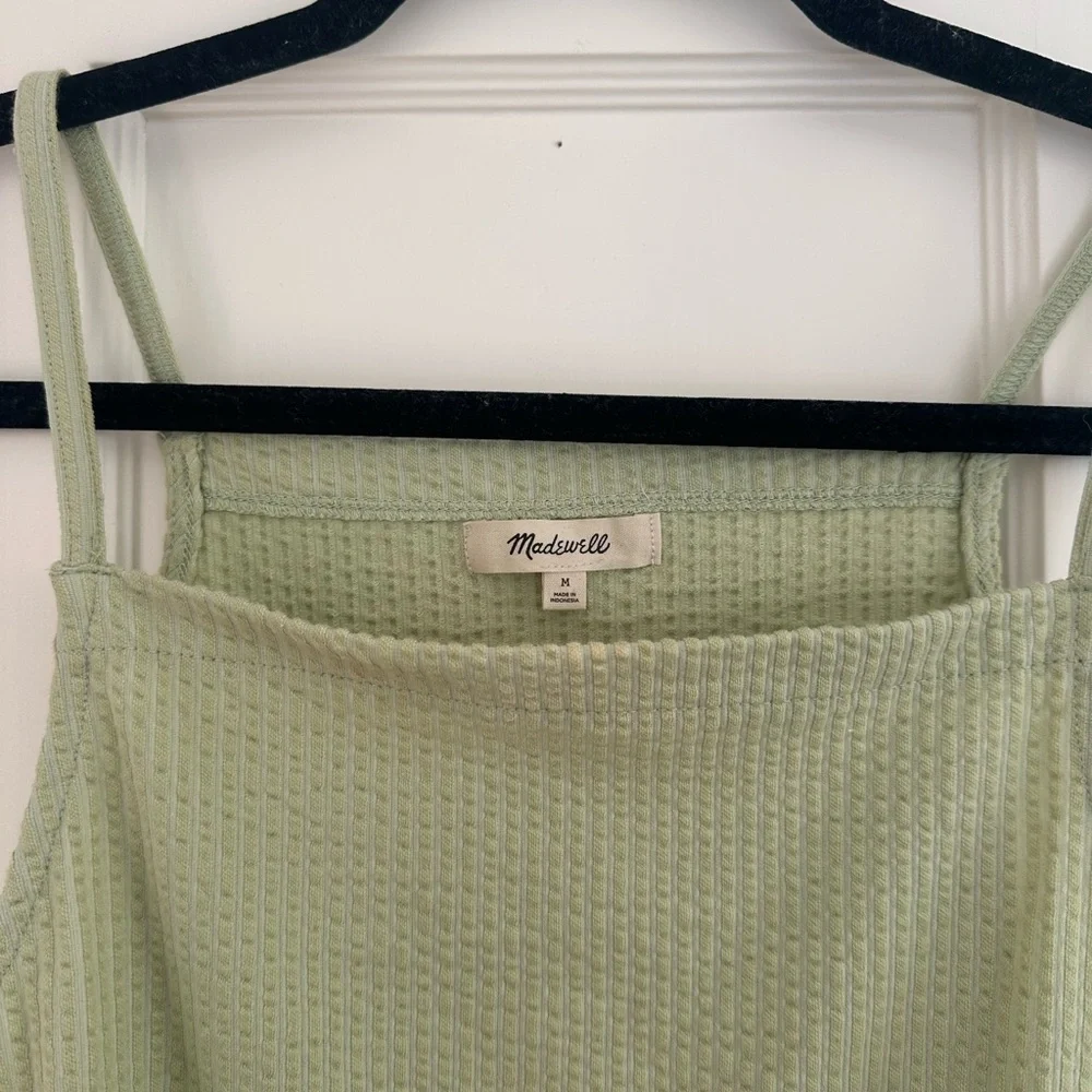 Boxy Green Ribbed Tank Top - Picture 2 of 4